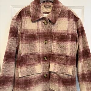 American Eagle Outfitters Plaid Jacket in Burgundy and Cream
